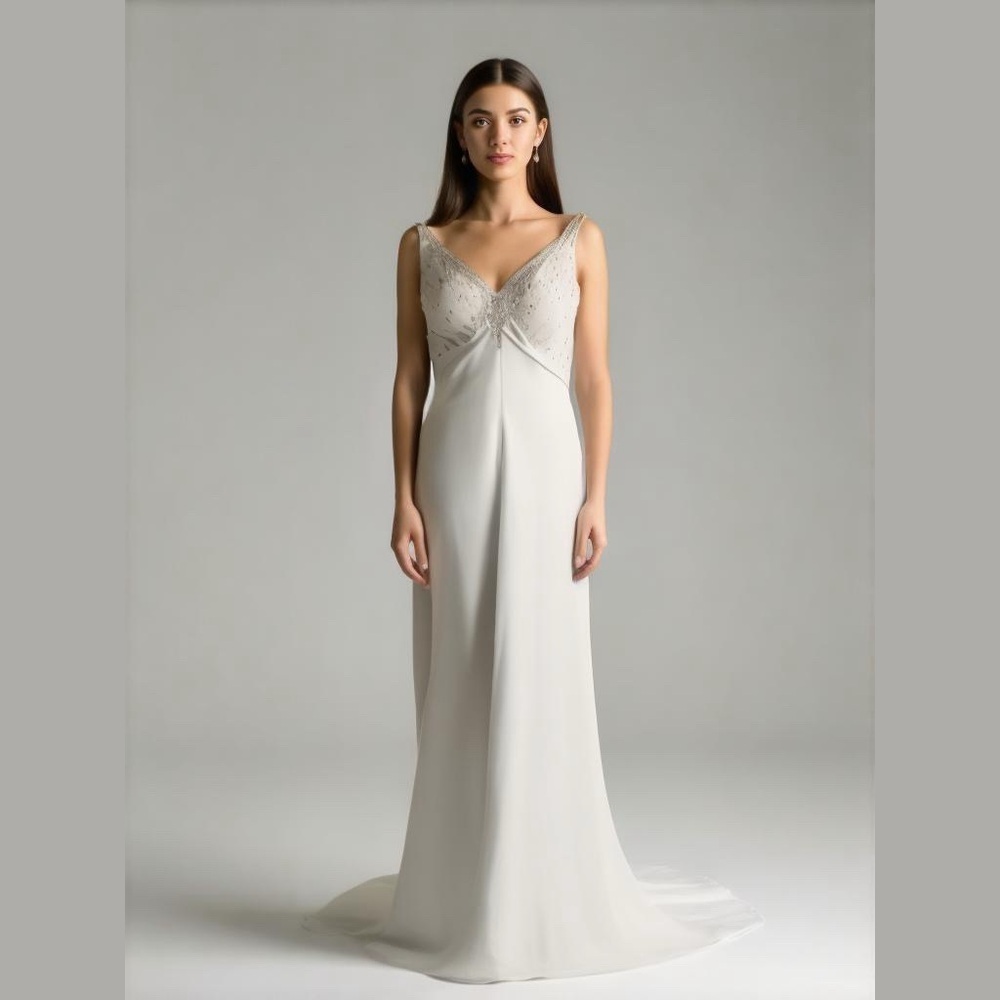 David's Bridal Galina Mermaid Gown Ivory Size 4 Petite